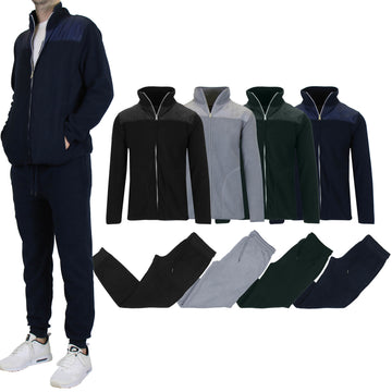 2-Piece: Men's Polar Fleece Sweater Jacket & Jogger Sweatpants Set