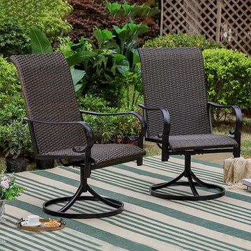 2-Piece: Outdoor Swivel Rattan Dining Chair Set