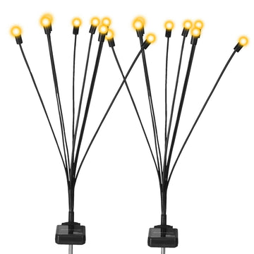 2-Piece: Solar Firefly Lights Swaying Decorative Pathway Lamp