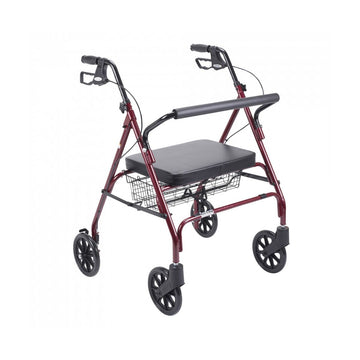 Drive Medical Heavy Duty Bariatric Red Rollator Walker With Large Padded Seat