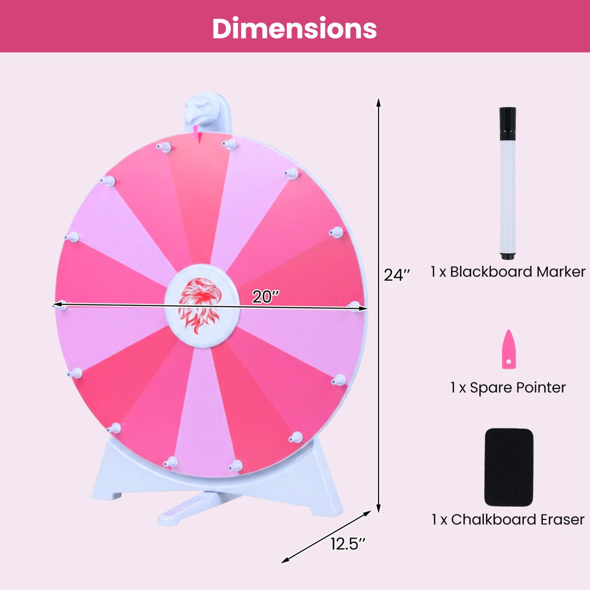 20 Inches 14 Slots Spin Wheel with Blackboard Marker for Prizes