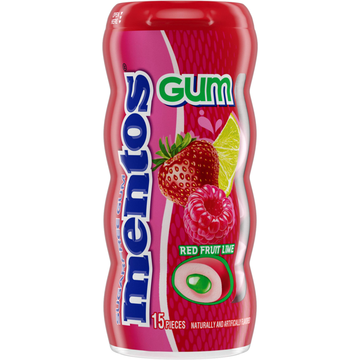 Mentos Gum, Sugarfree, Red Fruit, Lime 15 ct