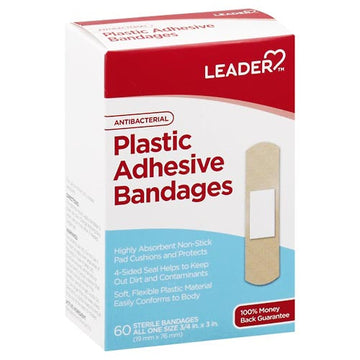 Leader™ Antibacterial Plastic Bandages – 60 Count