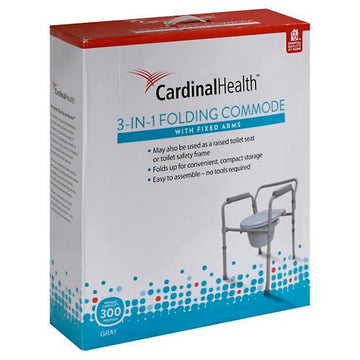 Cardinal Health, Commode, 3-in-1, With Fixed Arms, Folding, Gray