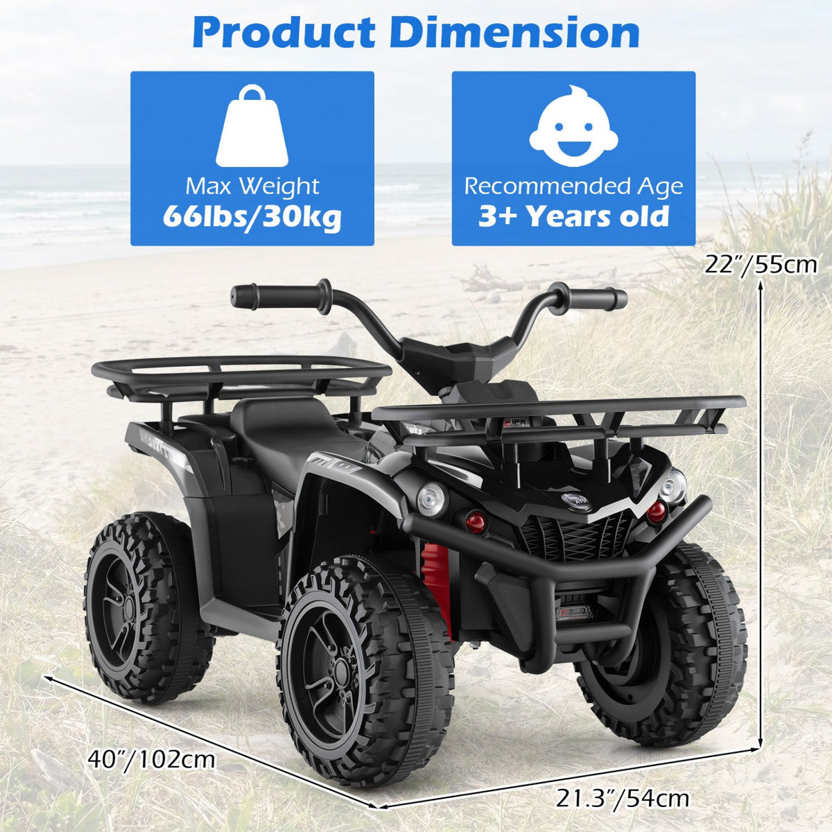 24V Electric Ride On Quad with LED Headlights