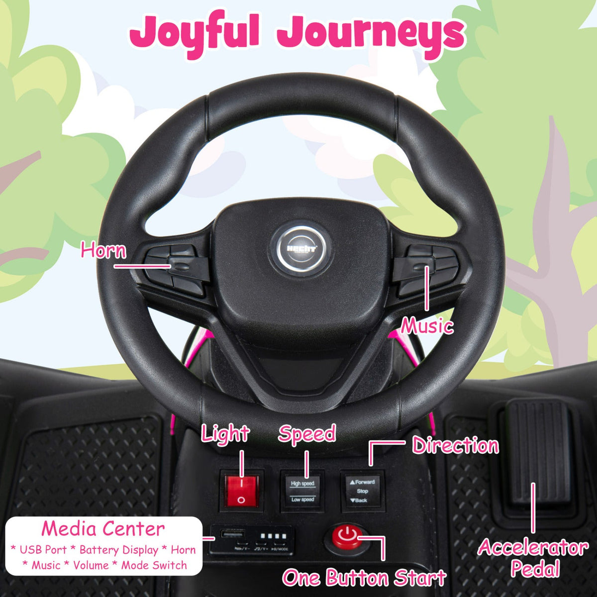 24V Ride on Tractor with Detachable Trailer and Music for Boys Girls