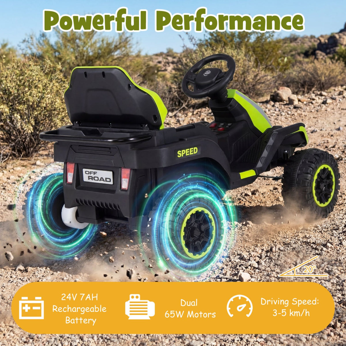 24V Ride on Tractor with Detachable Trailer and Music for Boys Girls