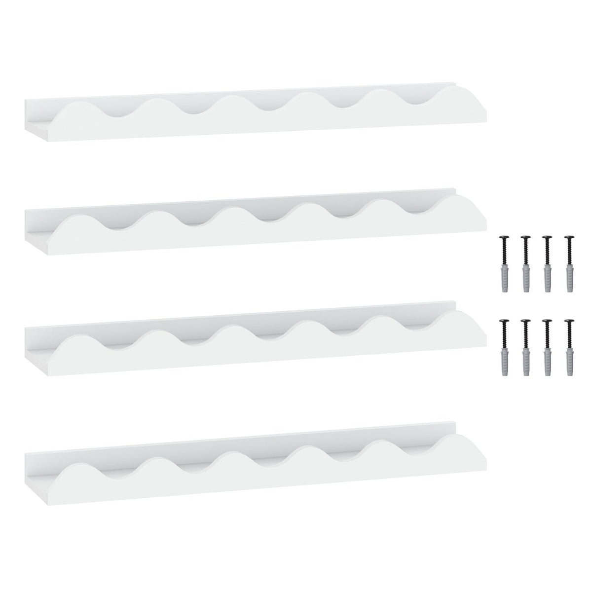 Wall-Mounted Picture Ledge Shelf Set of 4 - 24 Inch White