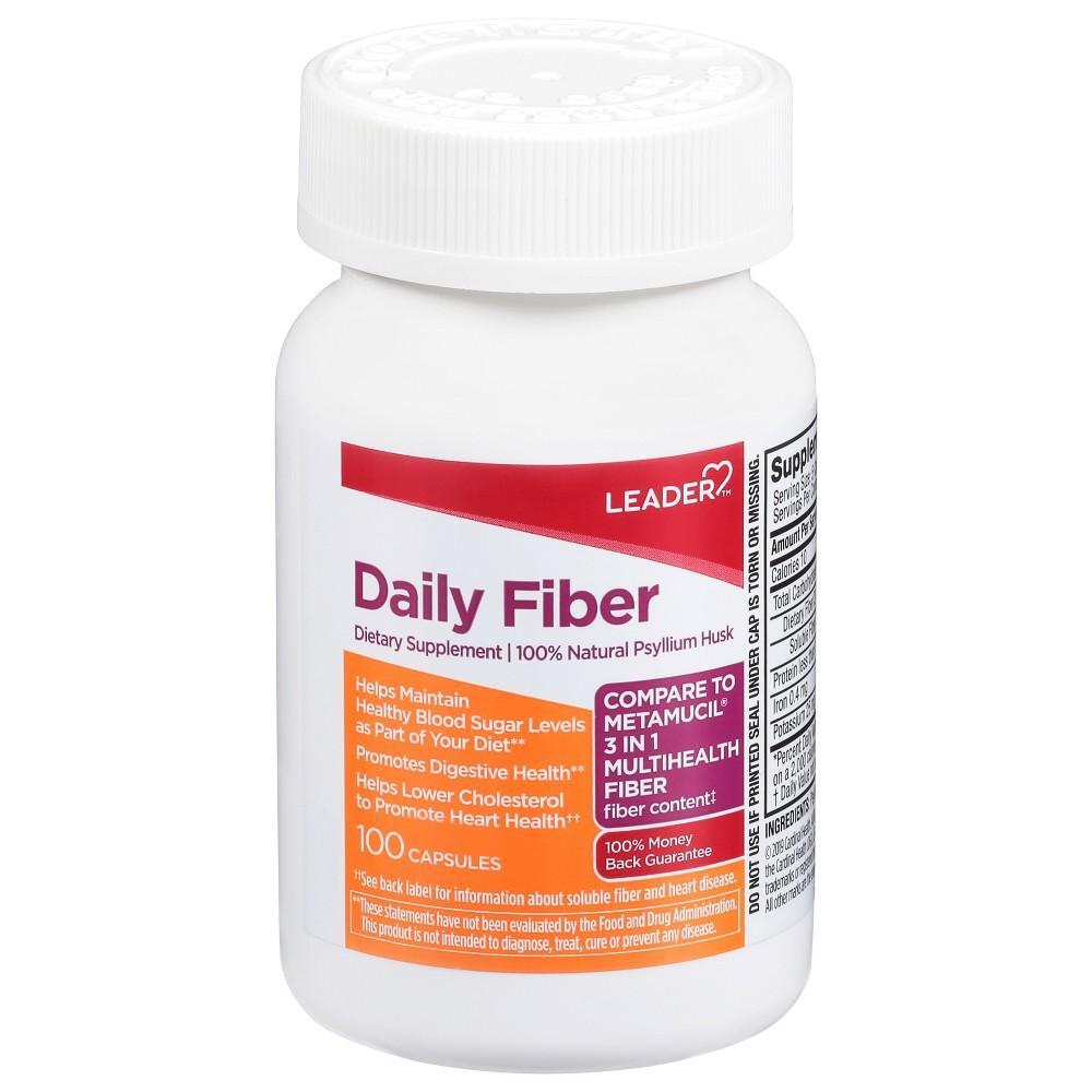 Leader Daily Fiber Dietary Supplement, 100 Capsules