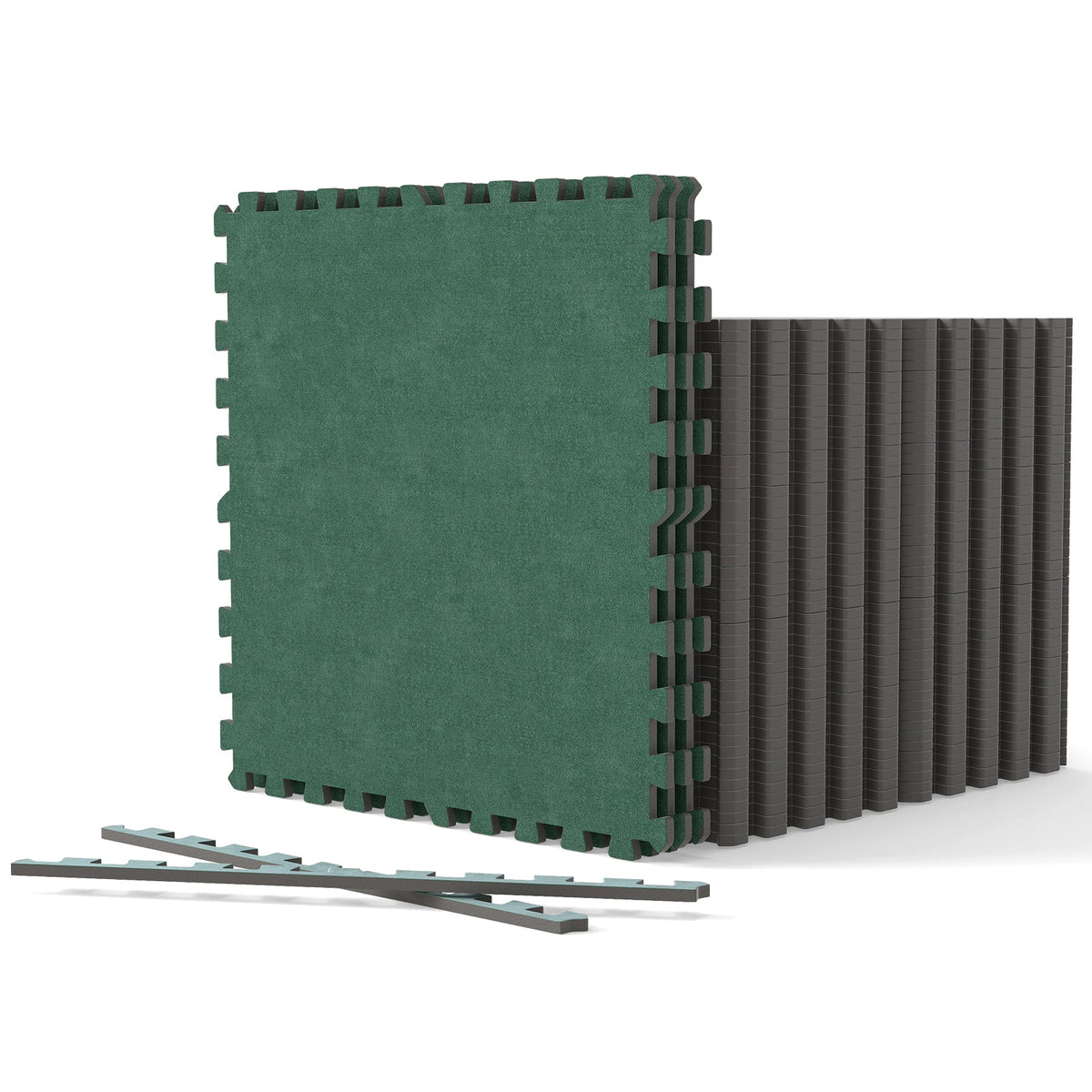 25 Pack-100 Sq.Ft. Foam Floor Tiles Interlocking Carpet Tiles with Edge Borders