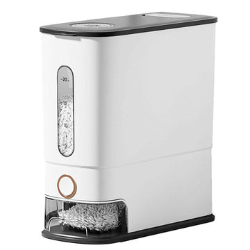 25LBS Vertical Rice Dispenser With Dustproof Lid Large Capacity Grain Storage Container With Measuring Cup Built-In