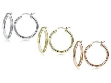 25mm Classic French Lock Hoops in Solid Sterling Silver
