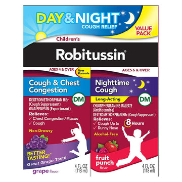 Robitussin Childrens  Day & Night Cough Relief Liqudi 4+4 Oz Value Pack