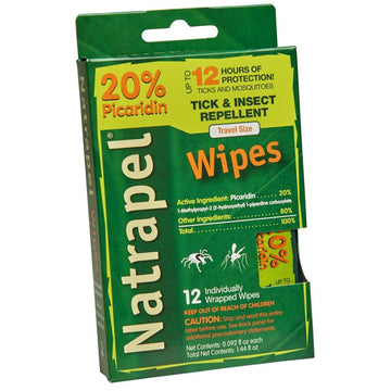 Natrapel 8-Hour Insect Repellent Wipes, DEET-Free & Gear Safe, 12 Count