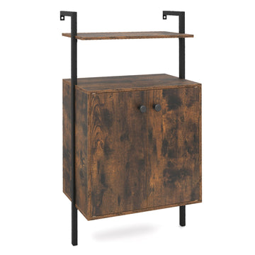 2-Door Wall Mount Bookshelf with Storage Cabinet