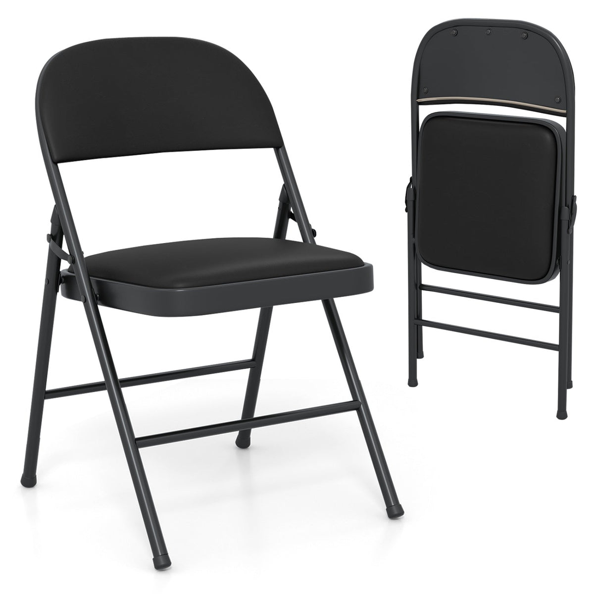 Folding Conference Chairs 4-Pack with Padded Seats - Black