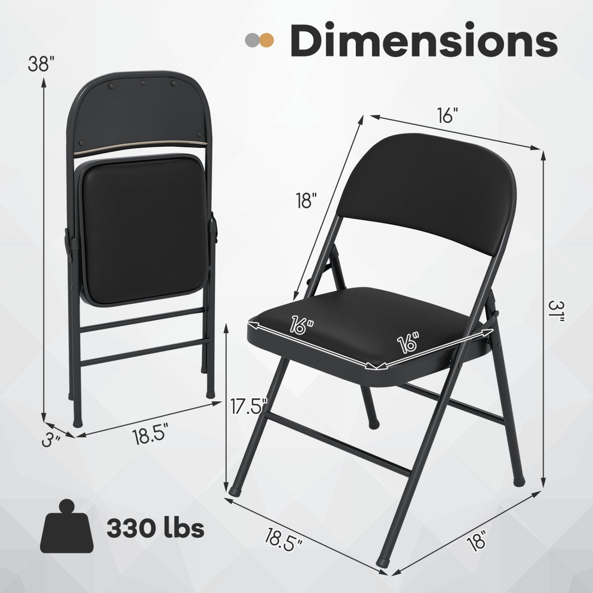 Folding Conference Chairs 4-Pack with Padded Seats - Black