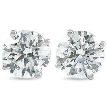 2Ct TW Round Lab Grown Diamond Studs 14K White Gold with Screw Backs
