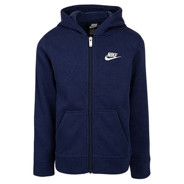 Nike Boys Club Fleece Full Zip Hoodie (Little Kids) Midnight Navy 6 Little Kid
