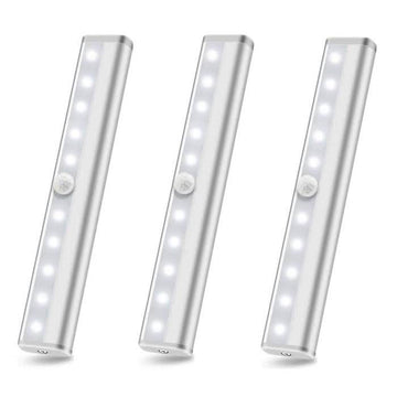 3-Pack: 10-LED Motion Sensor Stick on Light Bars