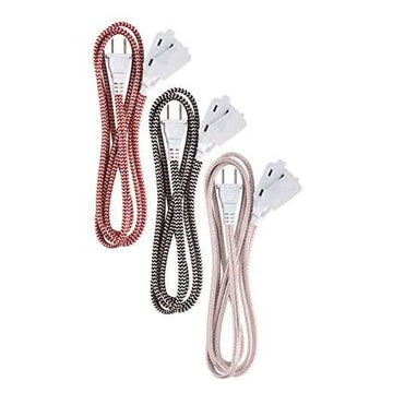 3-Pack: 6" Ativa Braided AC Extension Cord