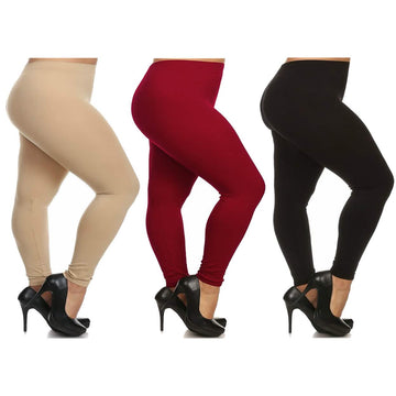 3-Pack: Plus Size Women's Casual Ultra-Soft Workout Yoga Leggings