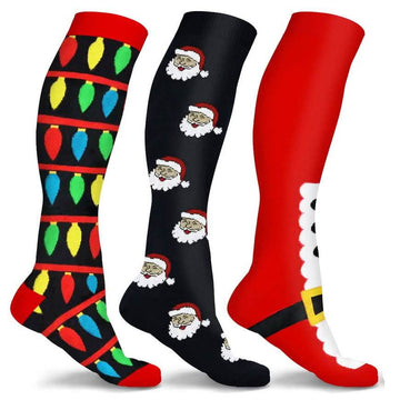 3-Pair: Holiday Knee-High Compression Socks