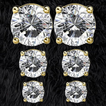 3-Pairs: Elements of Love Crystal Stud Earrings