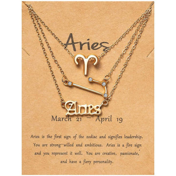 3-Piece: Constellation Zodiac Layer Necklaces