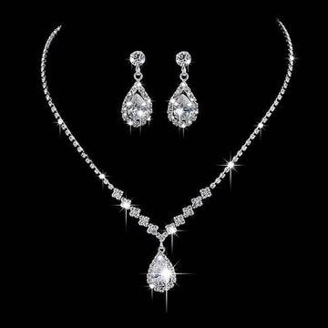 3-Piece: Women's Diamond Cubic Zirconia Necklace Earrings Set