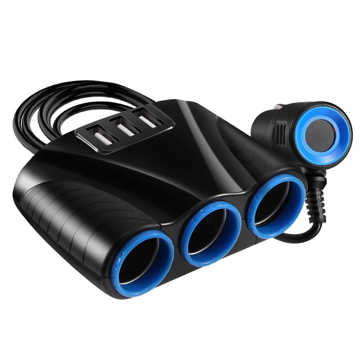 3-Socket Car Cigarette Lighter Splitter