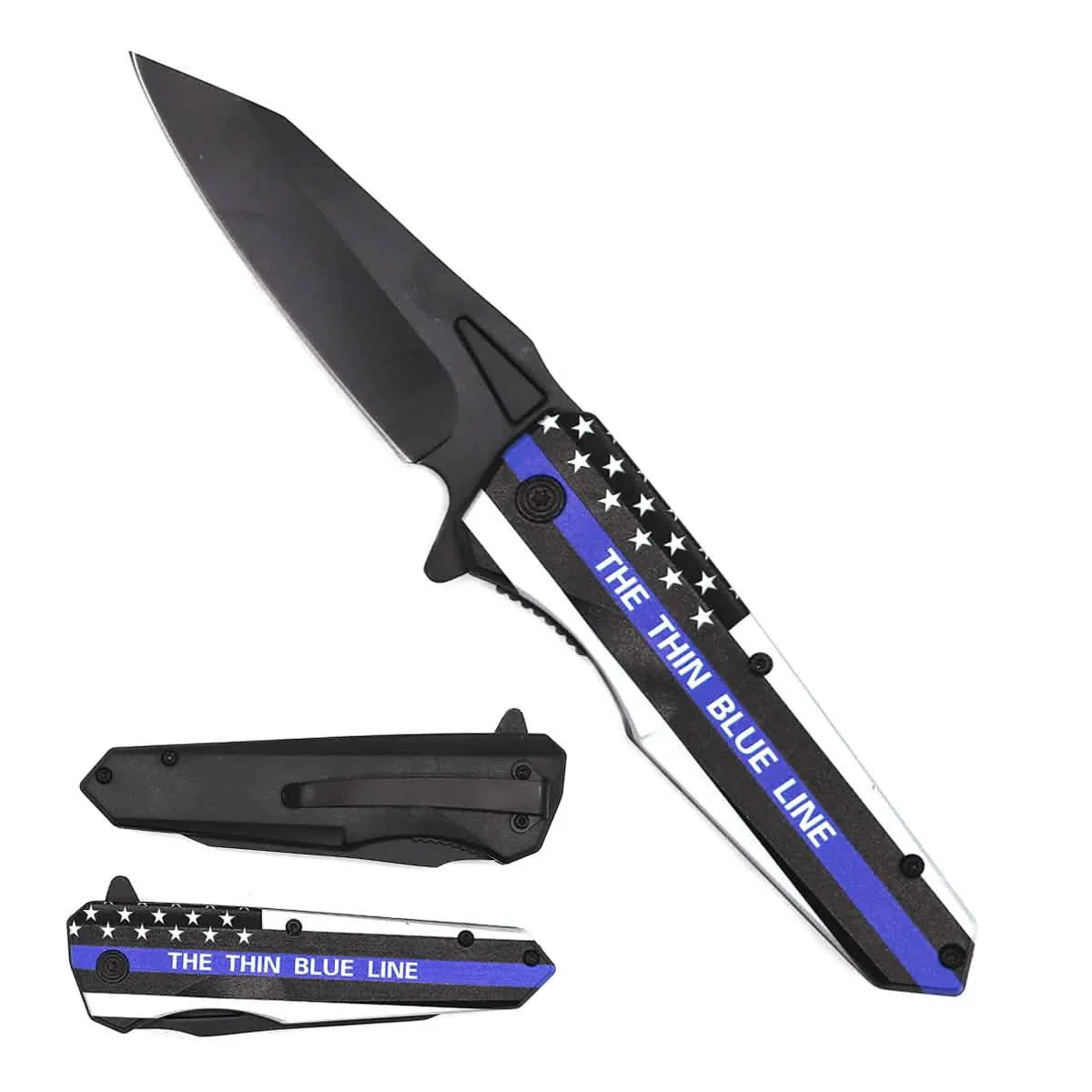 3" Thin Blue Line Knife with ABS Handle
