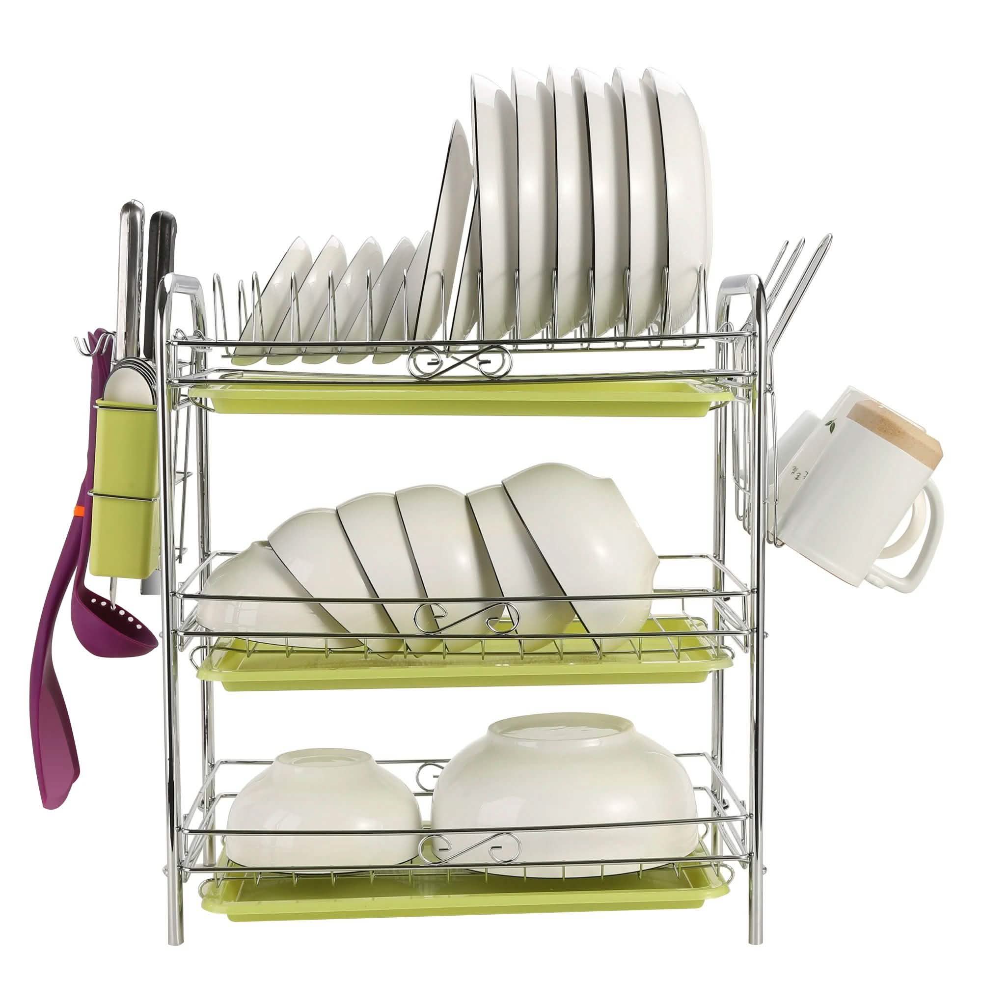 3 Tier Dish Drying Rack Drainer Kitchen Storage Board Cutlery Cup Shelf