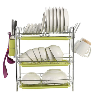 3 Tier Dish Drying Rack Drainer Kitchen Storage Board Cutlery Cup Shelf