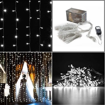 300 LED Curtain Light Safety Voltage Operated - 8 Lighting Modes