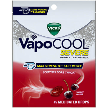 Vicks VapoCOOL Max Strength Severe Cherry Freeze Oral Anesthetic 45Medicate Drops