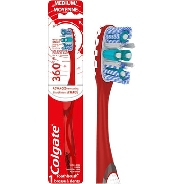 Colgate 360 Advanced Optic White Toothbrush, Medium Bristle Adult