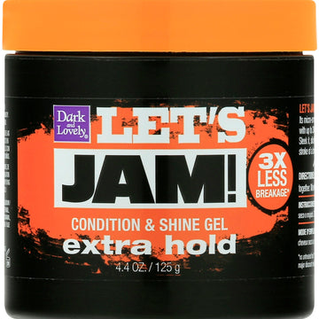 Let's Jam Shining Gel Extra Hold 4.25oz – Extra Firm Control Hair Styling Gel for All Hair Textures