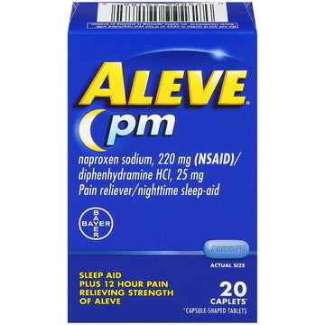 Aleve PM Nighttime Pain Reliever & Sleep Aid, 220mg Naproxen Sodium, 20 Count Caplets