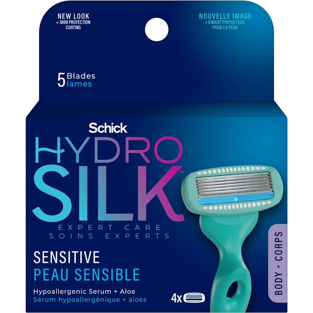 Schick Hydro Silk 5 Blades  Sensitive Razor Blades 4Ea