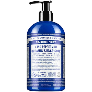 Dr. Bronner's Organic 4-in-1 Pump Soap Sugar 12 Fl Oz Peppermint