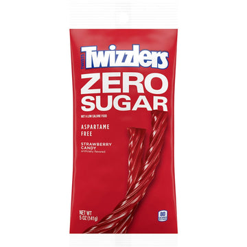 Twizzlers Sugar Free Strawberry Twists, Low Fat Chewy Candy, 5 oz (Pack of 12)