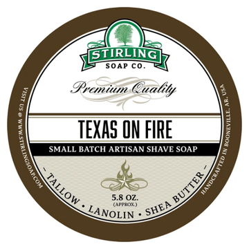 Stirling Soap Co. Texas on Fire Shave Soap Jar 5.8 oz