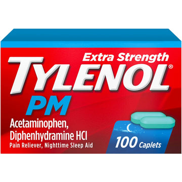 Tylenol PM Extra Strength Nighttime Pain Reliever & Sleep Aid, 100 Caplets