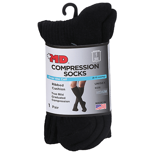 MD Md Ribbed Cushion Over The Calf Compression Socks - 1 Pair