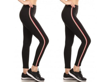 2-Pack: Women's Cotton Blend Side Stripe Leggings
