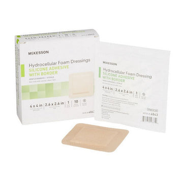 McKesson Foam Dressing 4 X 4 Inch With Border Film Backing Silicone Gel 4843