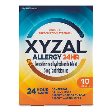 Xyzal 24 Hour Allergy Relief 5mg – Full Prescription Strength, 10 Tablets