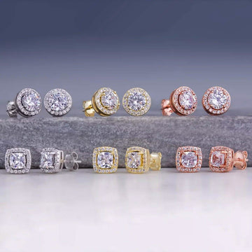 3.44 CTTW Halo Stud Earrings with Swarovski Elements