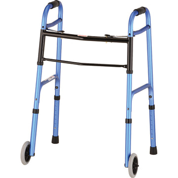 Nova Blue Folding Walker With 5″ Wheels